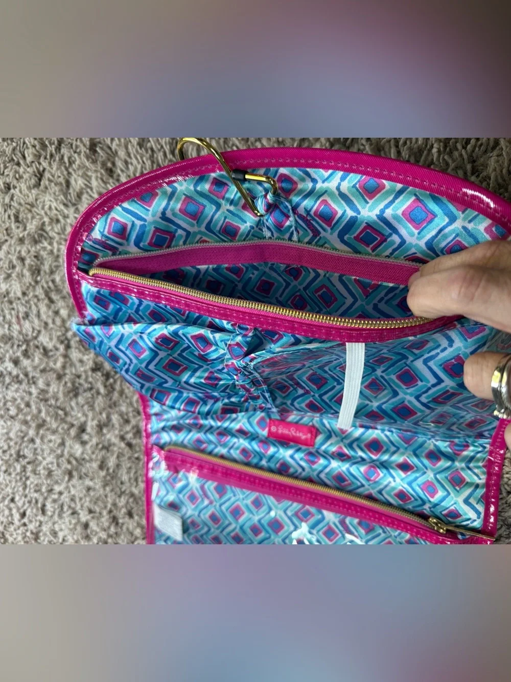 Lilly Pulitzer for Target My Fans Hanging Valet Cosmetic Travel Toiletry Bag